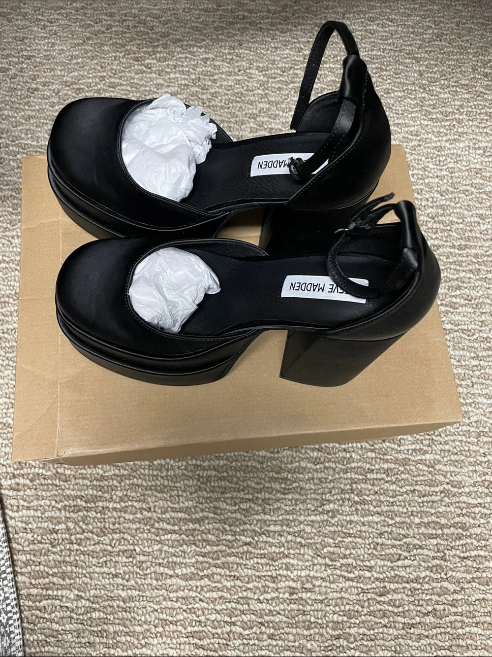 Steve Madden Black Platform Mary Jane Heels with Ankle Strap
